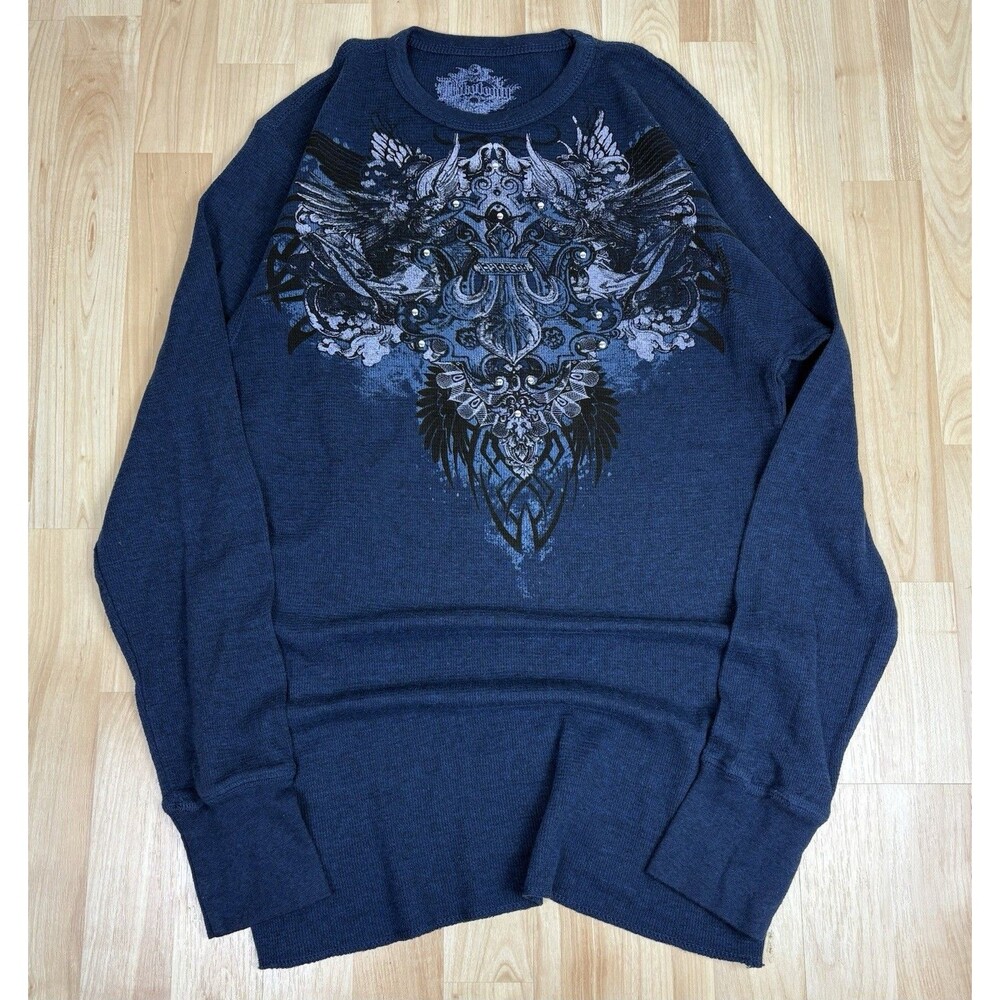 Y2K Long Sleeve Graphic T-Shirt / XXL / Blue / Big Graphic